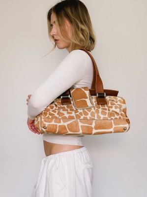 Torebka Sergio Rossi ze skóry z włosiem